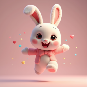 3D Toys — Round-eyed Pastel Bunny Plush Character With Character #0238 (Gemini)