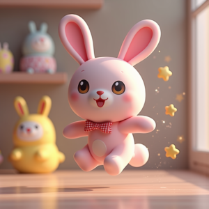 3D Toys — Round-eyed Pastel Bunny Plush Character With Character #0274 (Gemini)