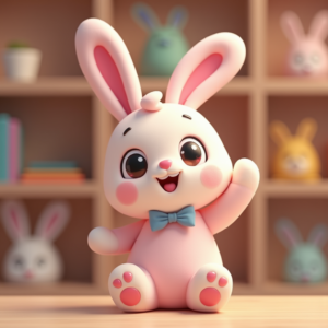 3D Toys — Round-eyed Pastel Bunny Plush Character With Character #0286 (Gemini)