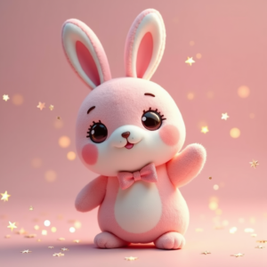 3D Toys — Round-eyed Pastel Bunny Plush Character With Character #0322 (Gemini)