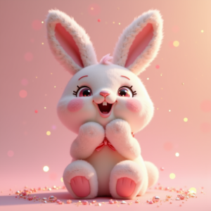 3D Toys — Round-eyed Pastel Bunny Plush Character With Character #0334 (Gemini)