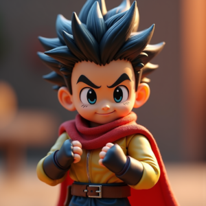 3D Toys — Spiky-haired Anime Hero In A Battle-worn Character #0008 (FLUX)