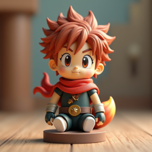 3D Toys — Spiky-haired Anime Hero In A Battle-worn Character #0020 (FLUX)