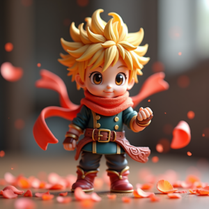 3D Toys — Spiky-haired Anime Hero In A Battle-worn Character #0104 (FLUX)