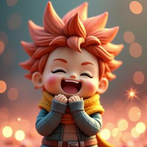 3D Toys — Spiky-haired Anime Hero In A Battle-worn Character #0134 (Ideogram)