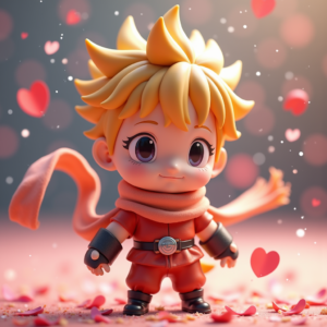 3D Toys — Spiky-haired Anime Hero In A Battle-worn Character #0140 (FLUX)