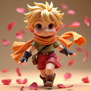 3D Toys — Spiky-haired Anime Hero In A Battle-worn Character #0176 (FLUX)