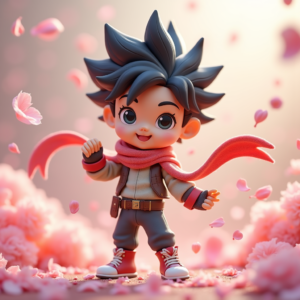 3D Toys — Spiky-haired Anime Hero In A Battle-worn Character #0212 (FLUX)