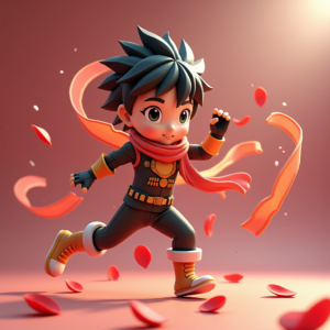 3D Toys — Spiky-haired Anime Hero In A Battle-worn Character #0231 (Leonardo)