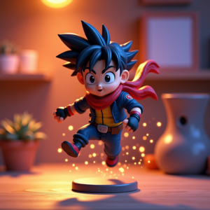 3D Toys — Spiky-haired Anime Hero In A Battle-worn Character #0273 (Krea)