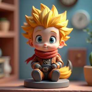 3D Toys — Spiky-haired Anime Hero In A Battle-worn Character #0291 (Leonardo)