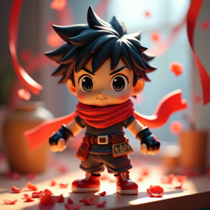 3D Toys — Spiky-haired Anime Hero In A Battle-worn Character #0303 (Leonardo)