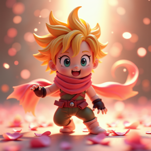 3D Toys — Spiky-haired Anime Hero In A Battle-worn Character #0339 (Leonardo)