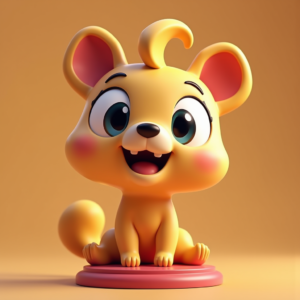 3D Toys — Stylized 3D-render Mascot With Glossy Vinyl-toy Character #0058 (Gemini)