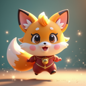 Anime — Chibi-style Fox Spirit With Fluffy Tri-colour Character #0001 (ChatGPT)