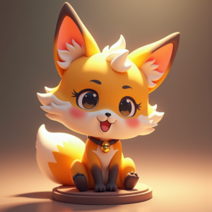 Anime — Chibi-style Fox Spirit With Fluffy Tri-colour Character #0019 (Dreamina)