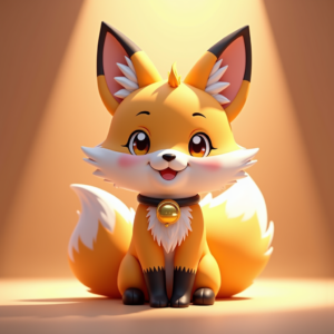 Anime — Chibi-style Fox Spirit With Fluffy Tri-colour Character #0055 (Dreamina)