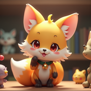 Anime — Chibi-style Fox Spirit With Fluffy Tri-colour Character #0085 (ChatGPT)