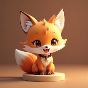 Anime — Chibi-style Fox Spirit With Fluffy Tri-colour Character #0091 (Dreamina)