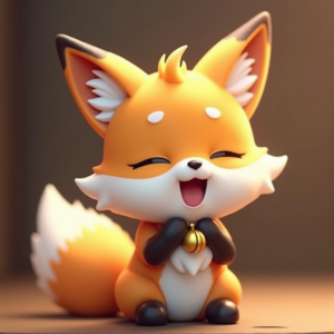 Anime — Chibi-style Fox Spirit With Fluffy Tri-colour Character #0097 (ChatGPT)