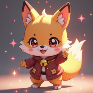 Anime — Chibi-style Fox Spirit With Fluffy Tri-colour Character #0115 (Dreamina)