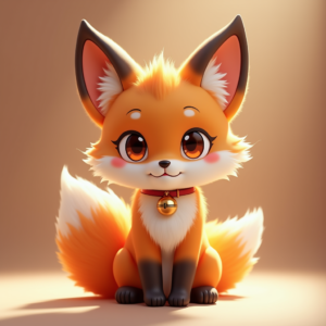 Anime — Chibi-style Fox Spirit With Fluffy Tri-colour Character #0163 (Dreamina)