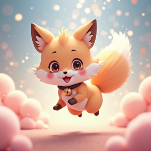 Anime — Chibi-style Fox Spirit With Fluffy Tri-colour Character #0181 (ChatGPT)