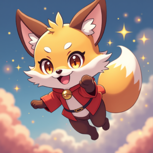 Anime — Chibi-style Fox Spirit With Fluffy Tri-colour Character #0217 (ChatGPT)