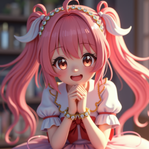 Anime — Magical Girl Character With Flowing Ribbon-trimmed Character #0303 (Recraft)