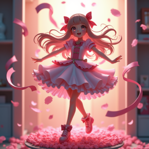 Anime — Magical Girl Character With Flowing Ribbon-trimmed Character #0309 (Stable Diffusion)