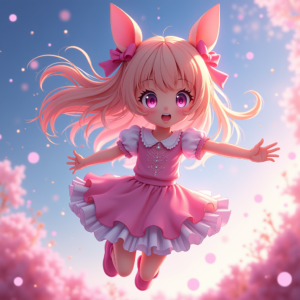 Anime — Magical Girl Character With Flowing Ribbon-trimmed Character #0315 (Recraft)