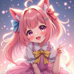 Anime — Magical Girl Character With Flowing Ribbon-trimmed Character #0327 (Recraft)