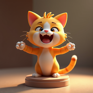 Anime — Mischievous Cartoon Cat Character Mid-pounce With Character #0023 (Krea)