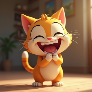 Anime — Mischievous Cartoon Cat Character Mid-pounce With Character #0065 (Leonardo)