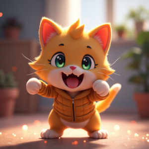 Anime — Mischievous Cartoon Cat Character Mid-pounce With Character #0119 (Krea)