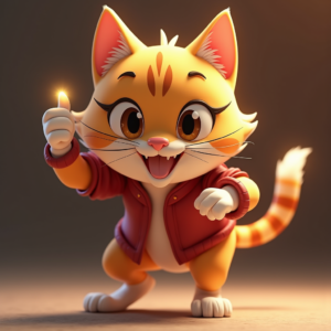 Anime — Mischievous Cartoon Cat Character Mid-pounce With Character #0155 (Krea)