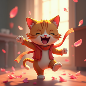 Anime — Mischievous Cartoon Cat Character Mid-pounce With Character #0179 (Krea)