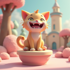 Anime — Mischievous Cartoon Cat Character Mid-pounce With Character #0203 (Krea)