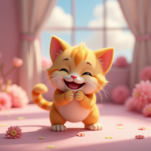 Anime — Mischievous Cartoon Cat Character Mid-pounce With Character #0209 (Leonardo)
