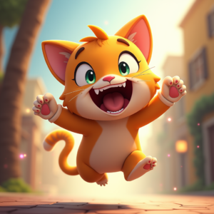 Anime — Mischievous Cartoon Cat Character Mid-pounce With Character #0242 (Firefly)