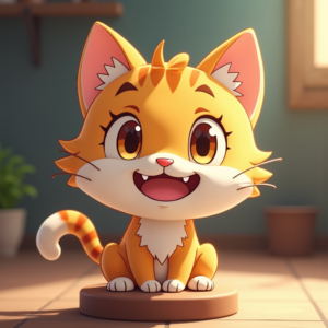 Anime — Mischievous Cartoon Cat Character Mid-pounce With Character #0260 (Midjourney)