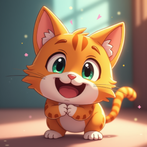 Anime — Mischievous Cartoon Cat Character Mid-pounce With Character #0338 (Firefly)