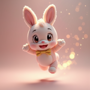 Anime — Round-eyed Pastel Bunny Plush Character With Character #0003 (Recraft)
