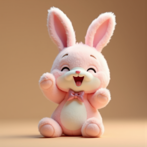 Anime — Round-eyed Pastel Bunny Plush Character With Character #0015 (Recraft)