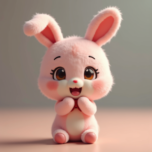 Anime — Round-eyed Pastel Bunny Plush Character With Character #0027 (Recraft)