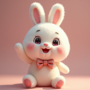 Anime — Round-eyed Pastel Bunny Plush Character With Character #0051 (Recraft)
