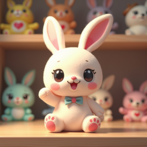 Anime — Round-eyed Pastel Bunny Plush Character With Character #0087 (Recraft)