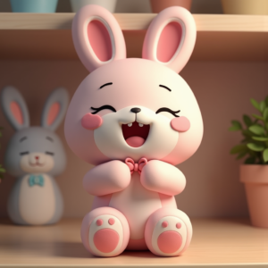 Anime — Round-eyed Pastel Bunny Plush Character With Character #0099 (Recraft)