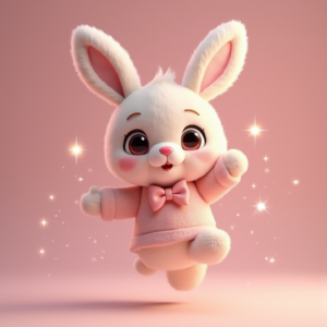 Anime — Round-eyed Pastel Bunny Plush Character With Character #0147 (Recraft)