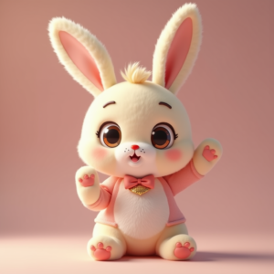 Anime — Round-eyed Pastel Bunny Plush Character With Character #0159 (Recraft)